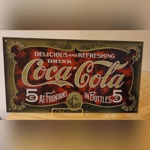 Coca-Cola wood framed sogn